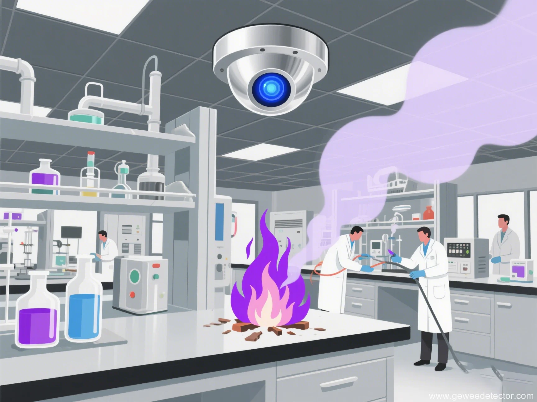 laboratory fire and surveillance camera