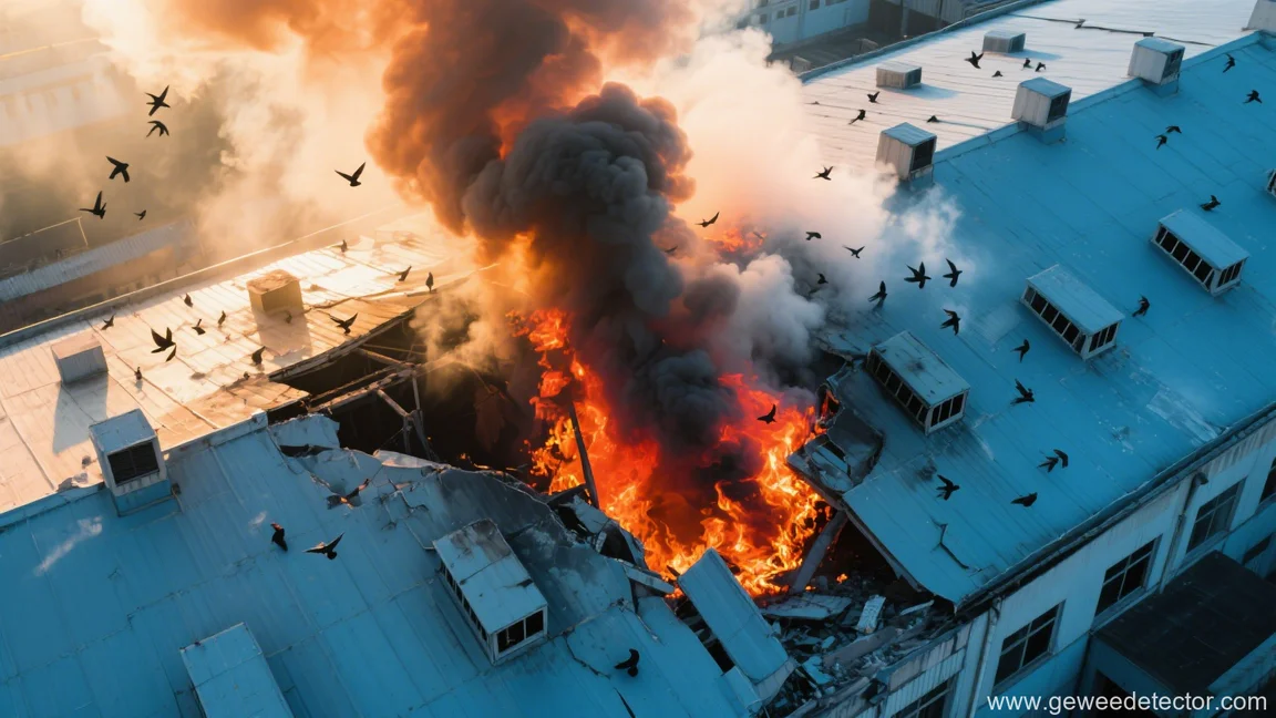 building fire birds escape destruction aerial view