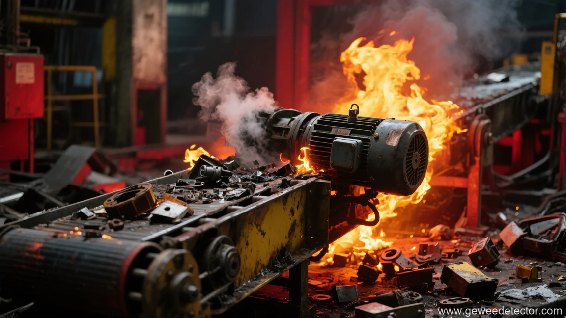 burning motor scrap metal industrial fire danger