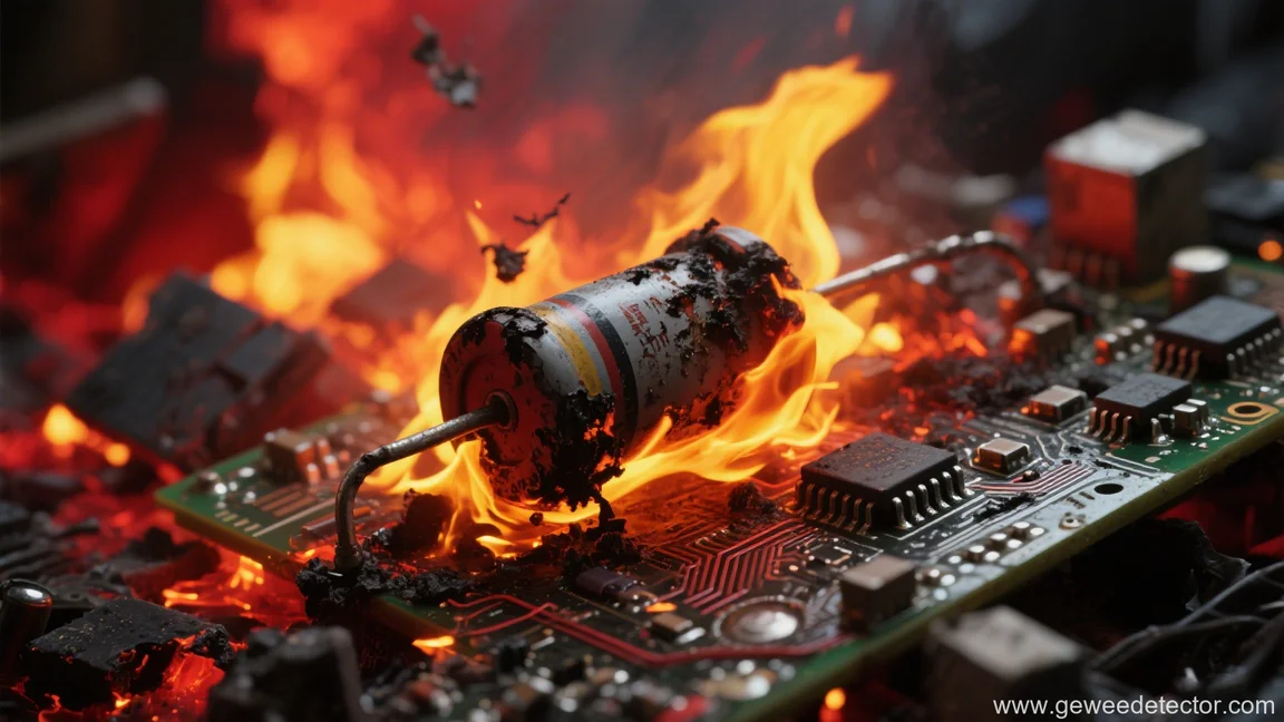 burnt component on circuit board fire