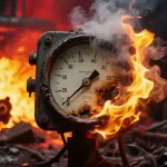 burnt gauge fire red industrial abandoned machine