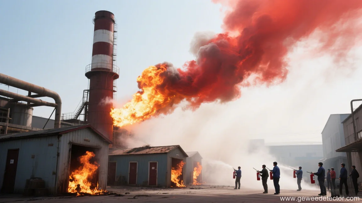 fire training industrial facility flames smoke workers