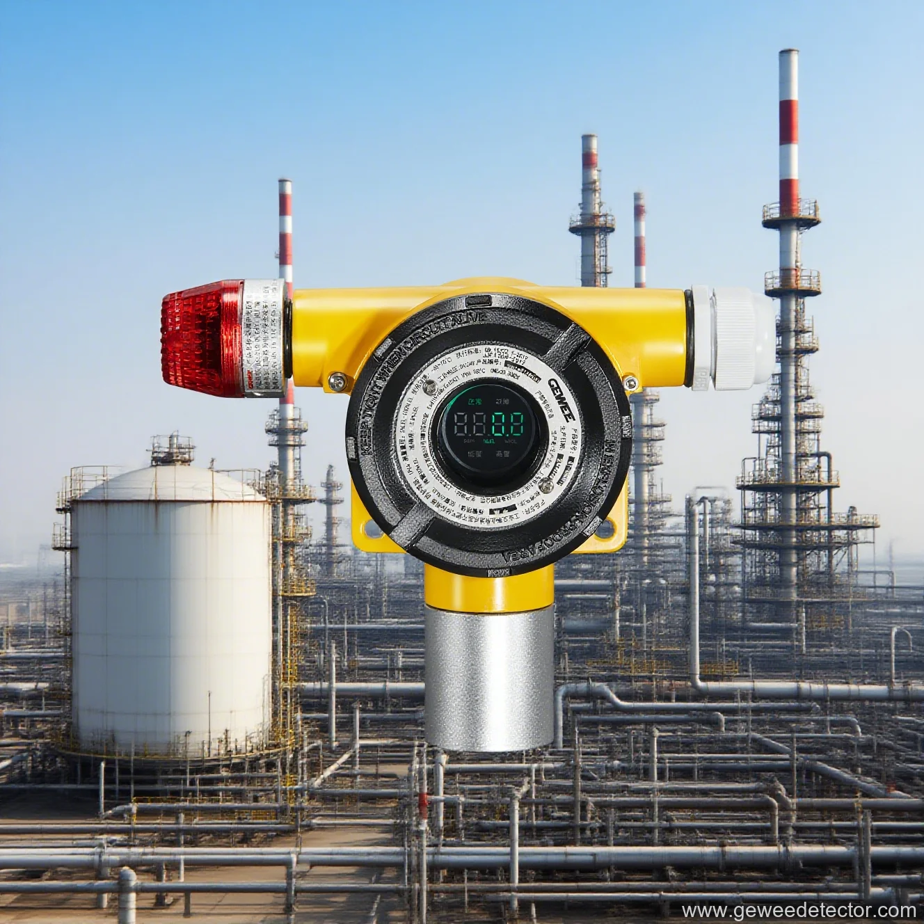 industrial site with safety warning device