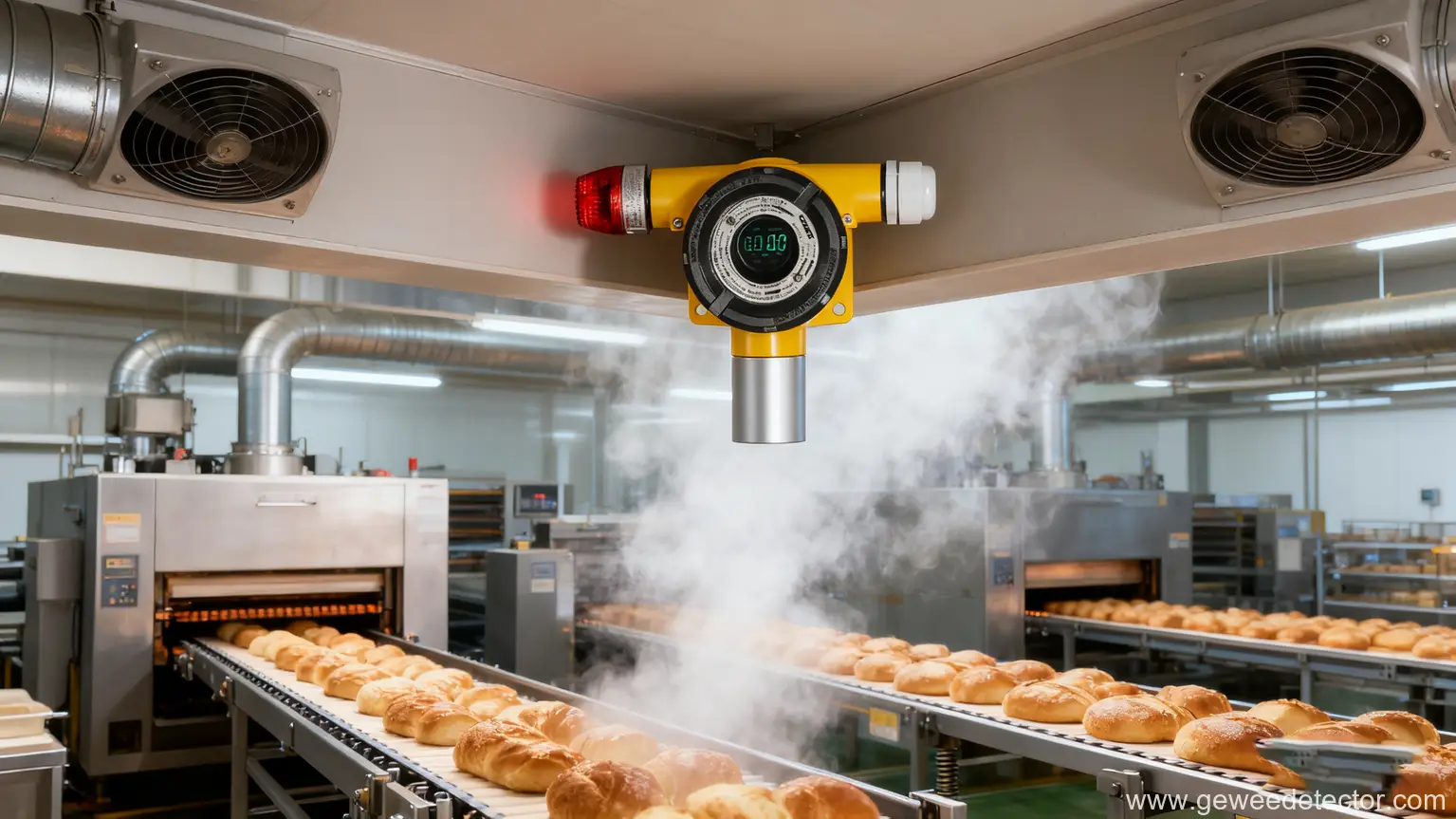 baking factory with temperature sensor and bread