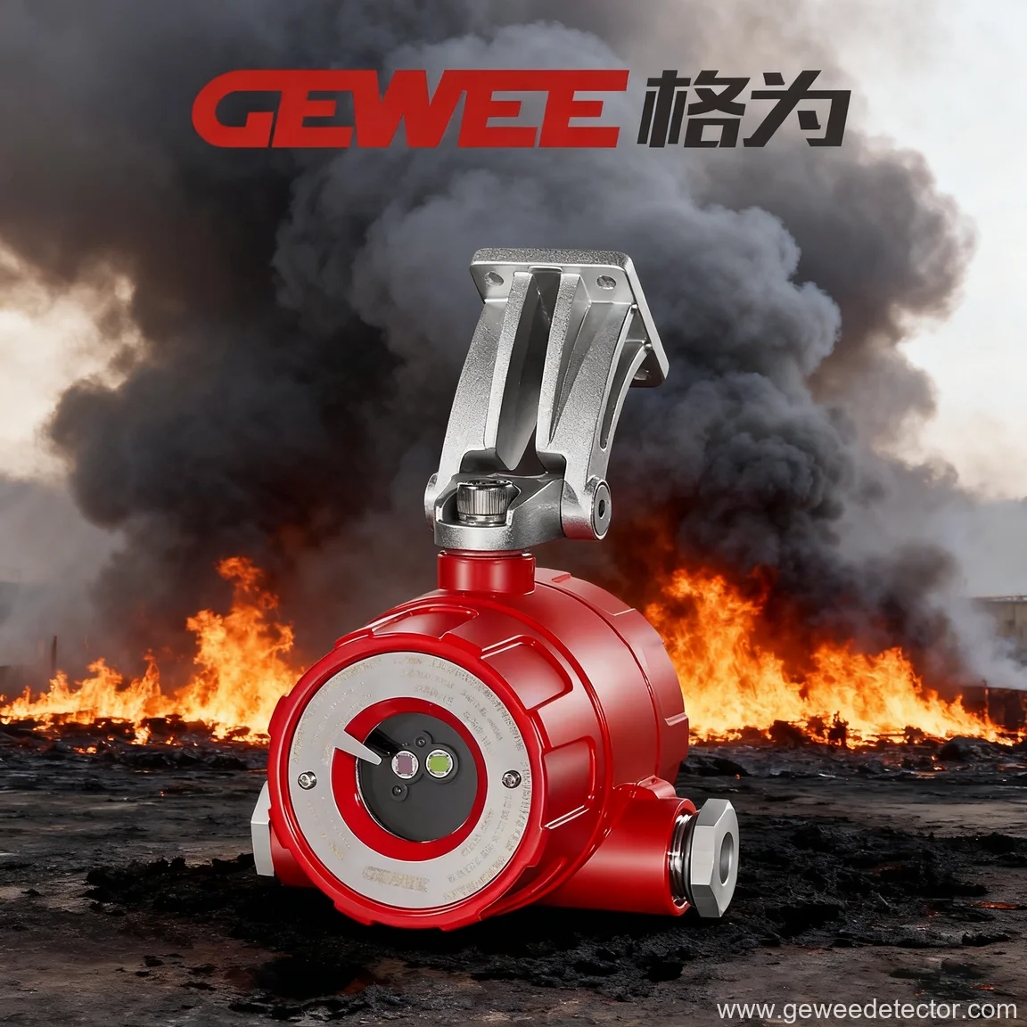 fire engine red and silver industrial setting