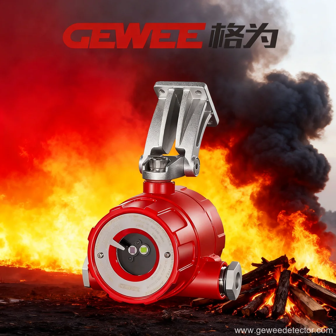 fire sprinkler head isolated on fire
