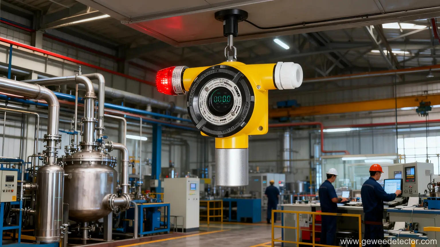 industrial equipment and workers in factory