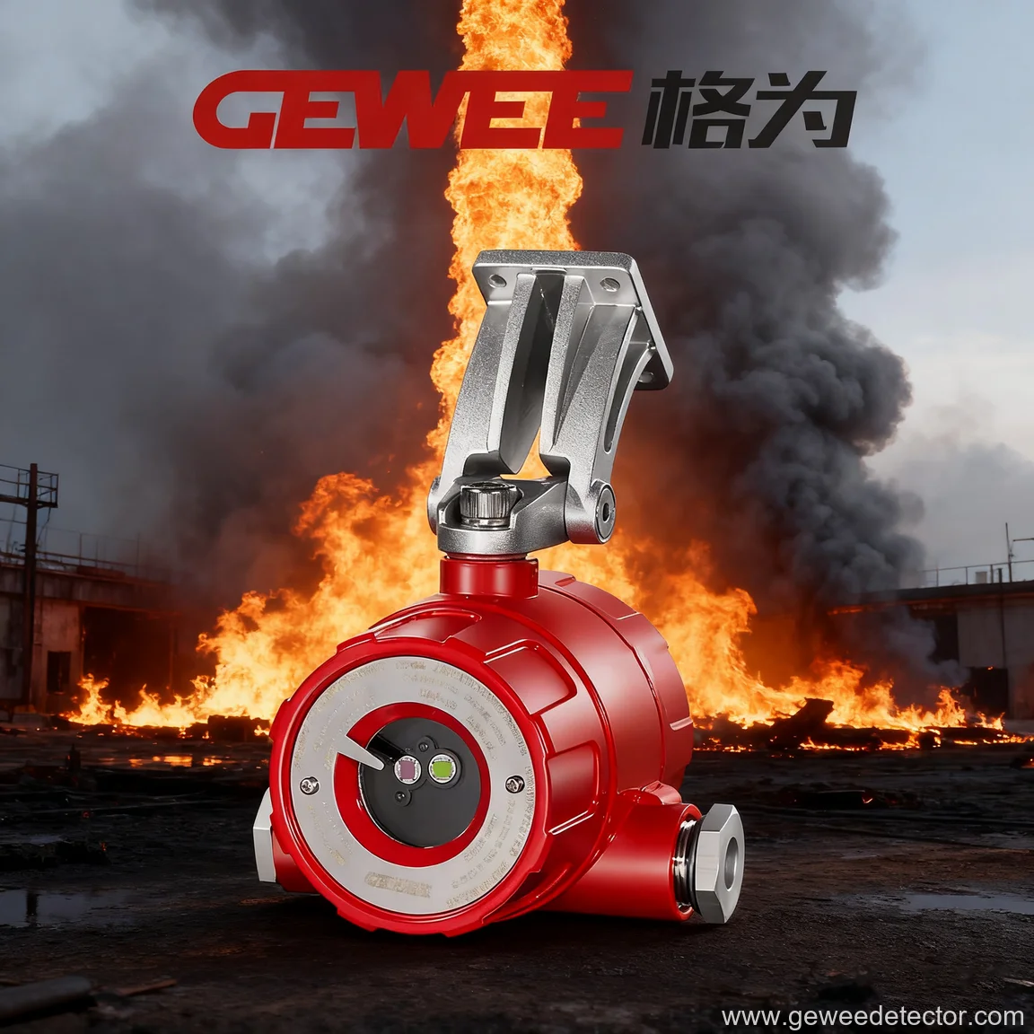 red fire hydrant industrial setting
